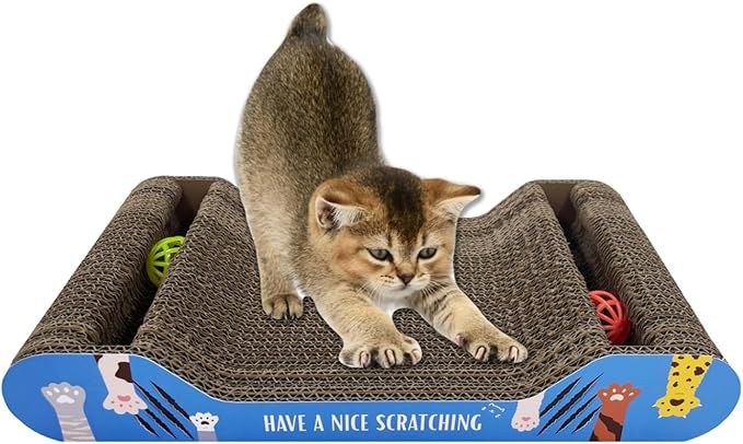 Cat Scratcher Cardboard | Reversible Corrugated Scratch Pad | Eco-Friendly | Durable | Large Size | for Indoor Cats | Includes Catnip