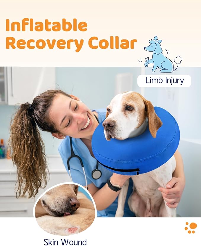 Supet Inflatable Dog Cone Collar Alternative After Surgery, Dog Neck Donut Collar Recovery E Collar for Neuter, Soft Pet Cone for Small Medium Large Dogs