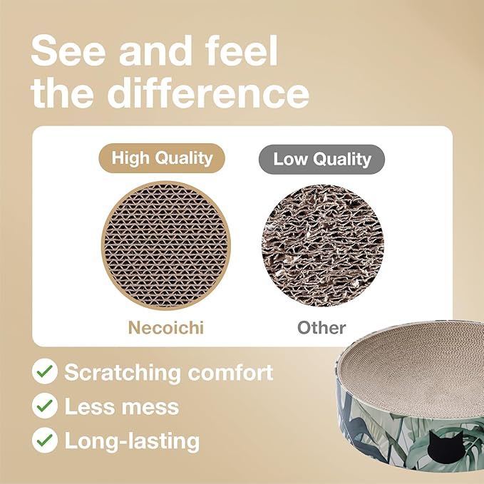 Necoichi Cat Scratcher Bowl for Indoor Cats - Cat Scratching Lounger with Reversible Usability and Extra Comfort for Lounge, Cardboard Bed Couch / (XL, Oak)