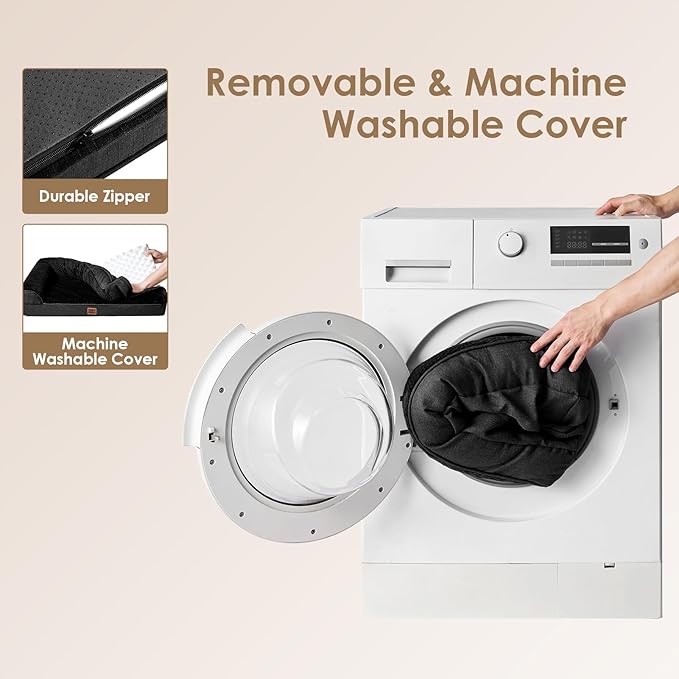 EHEYCIGA Memory Foam Dog Bed Large Sized Dogs, Pet Bed for Large Dog for Crate with Waterproof Liner, Pet Couch Bed Orthopedic with Washable Removable Cover, 35x23x6 Inches, Black