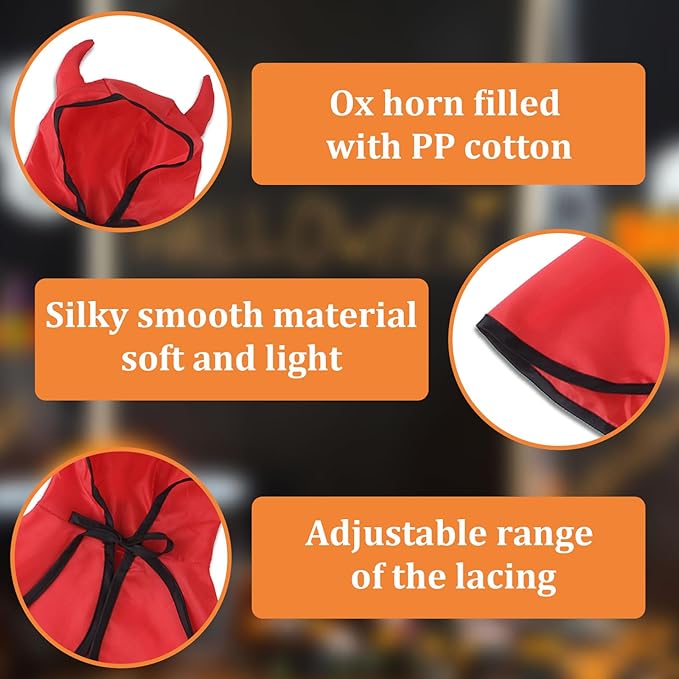 Threetols Pet Vampire Cloak Cape Costume Clothes, Adjustable Red Black Pets Devil Accessories Outfit Decor Cowl for Small Cats Dogs Animals Halloween Party Pets Cosplay