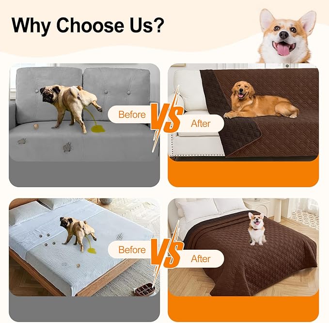 Smiry Waterproof Dog Blanket, 30x53 Inch Soft Pet Bed Cover Reversible, Washable Sofa Couch Furniture Protector for Small Medium Large Dog Puppy Cat, Brown/Chocolate