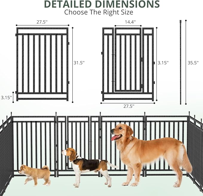 Dog Playpen Metal Dog Fence Outdoor for Yard 32" Height 24 Panels Portable Dog Pen Pet Kennel for RV Camping(Black-Silver)