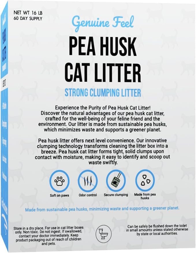 Premium Pea Husk Scented Cat Litter for Happy and Healthy Cats. (16 lbs)(Blueberry)
