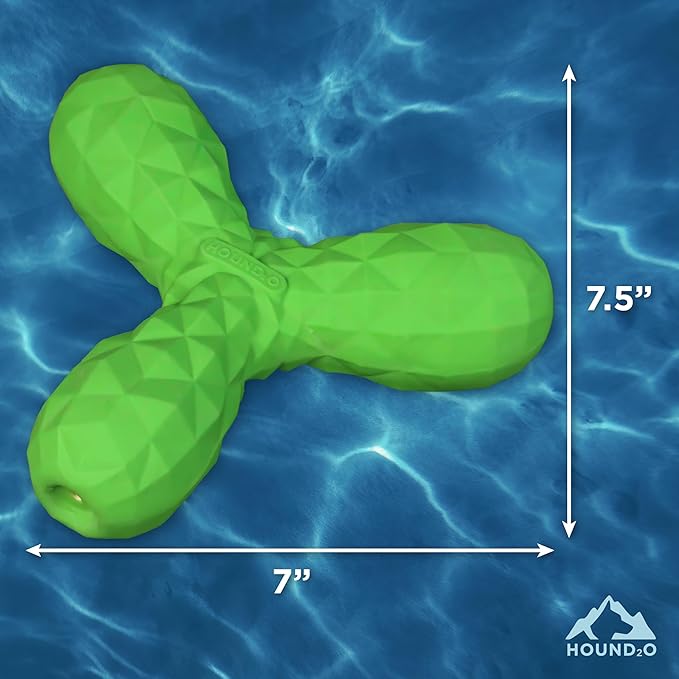 Playology Hound2O Dog Toys | Squeaky Boomerang Floating Toy for Dogs | Green Outdoor Toy - Easy to Clean and Made from Non Toxic Materials