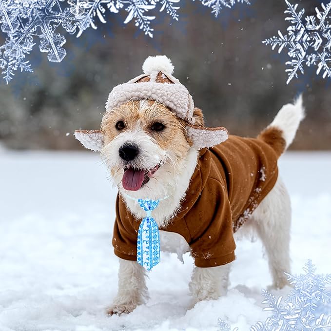 Eccliy 50 Pcs Winter Dog Collar with Bow Christmas Dog Ties Adjustable Cat Bow Ties Neckties Set Snowman Snowflake Bowties Pet Collar for Decoration Supplies