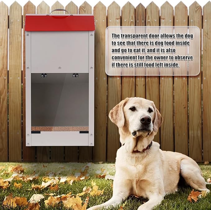 Galvanized Automatic Dog Feeder Large Breed Dog Food Dispenser for Large Dogs, 25lbs Outdoor Pets Feeder Gravity Food Feeder, US Patent Pending