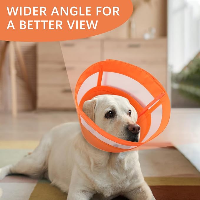 ASENKU Dog Cone Collar, Soft Adjustable Cone for Dogs to Stop Licking, Lightweight Recovery Dog Cone After Surgery, Pet E-Collar for Small, Medium & Large Dogs(Orange, XL)
