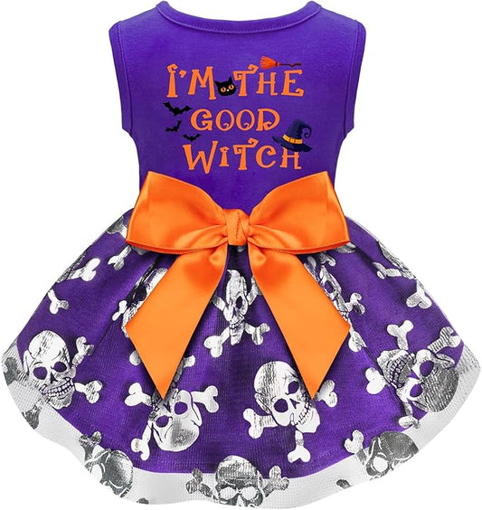 Dog Halloween Costumes Dog Dress Halloween Costumes for Dogs Funny Puppy Dress with Bow for Small Medium Large Dogs Pumpkin Witch Bat Pet Costume Halloween