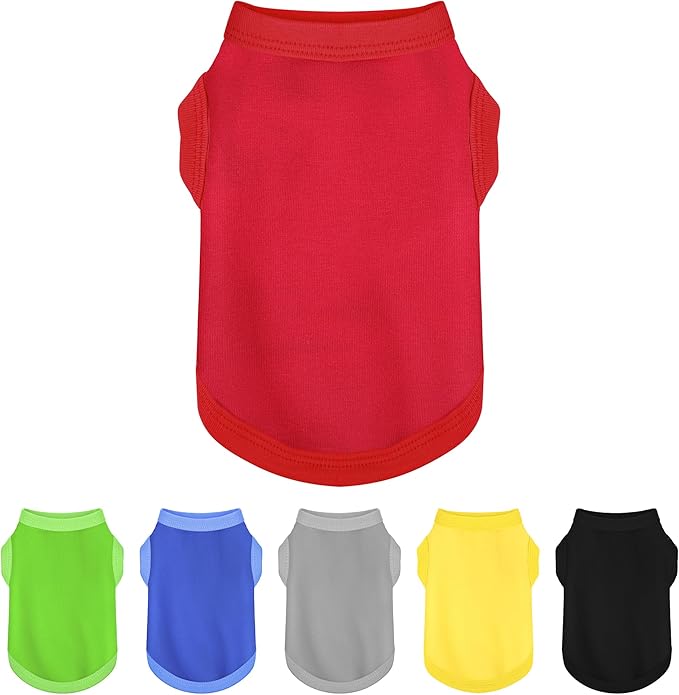 Elevate Your Dog's Fashion Quotient with Colorful and Breathable Sleeveless Cotton Shirts! Perfect Pet Apparel for Small to Medium Dogs Red XXS