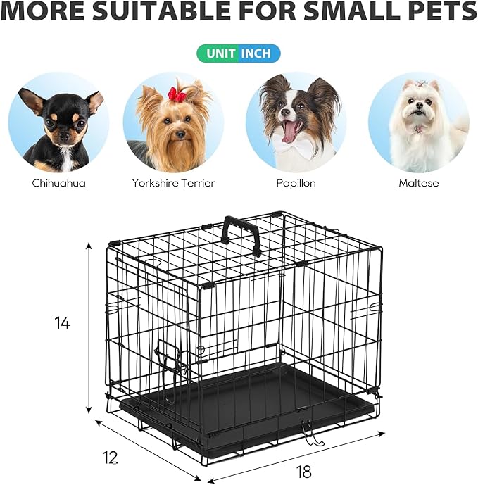 BestPet | Dog Crate | 18" | Black | Foldable Metal Kennel with Single Doors, Secure Slide-Bolt Latches, Leakproof Tray | Portable Dog Cage for Small Breeds | for Travel, Indoor & Outdoor Use