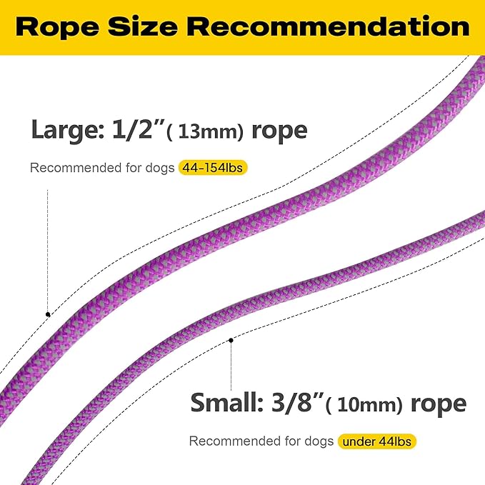 Fida Durable Slip Lead, 6 FT x 1/2" Heavy Duty Rope Leash for Large, Medium Dogs, No Pull Pet Training Leash with Highly Reflective, Purple