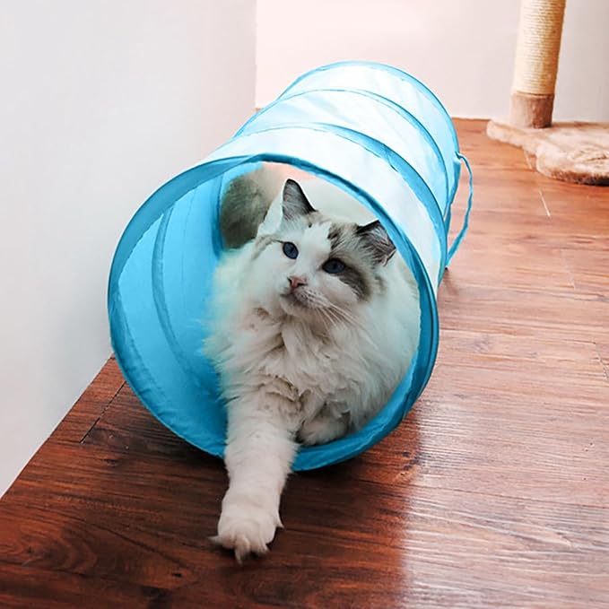 Foldable Spiral Cat Tunnel - Indoor Toy for Small Cats, Kittens, and Rabbits - Tube for Interactive Play and Outdoor Fun - Pet Activity Toy Red 20" 3 Pcs