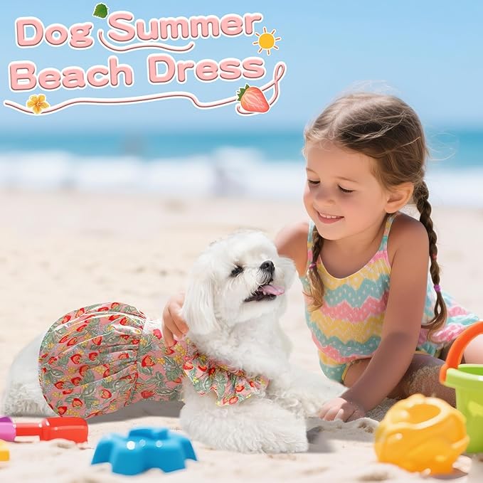 TONY HOBY Dog Dress, Dog Sundress with Straps, Pet Princess Dresses Clothes for Small Medium Dogs (Pink, M)