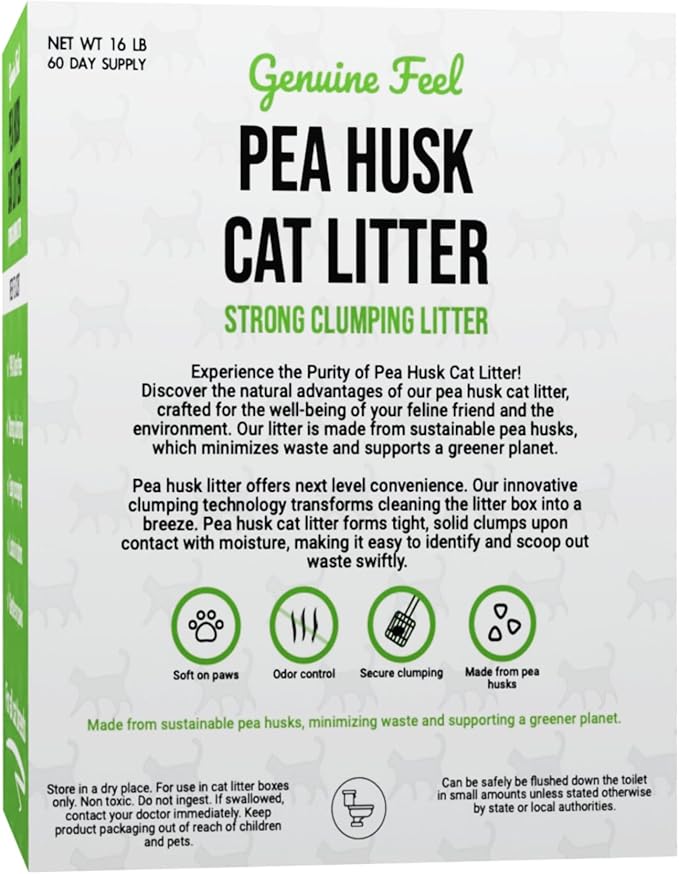 Premium Pea Husk Scented Cat Litter for Happy and Healthy Cats. (16 lbs)(Green Tea)