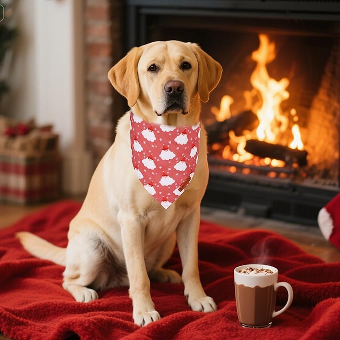 ADOGGYGO Dog Bandana Christmas Pet Scarf Bib Kerchief, Premium Durable Fabric, Red Green Santa Snowman Christmas Bandanas for Extra Large Dogs (X-Large)