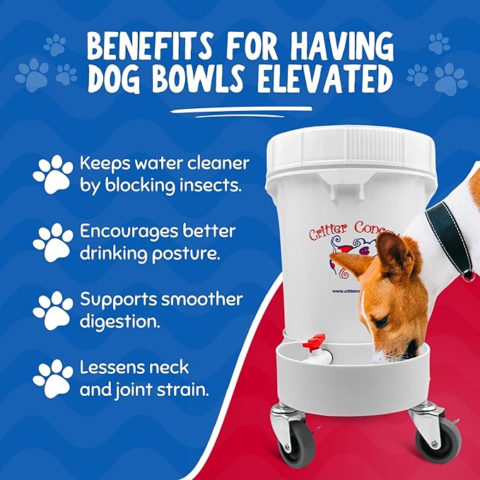 Pet Gravity Water Dispenser: 5 Gallon. for Dogs, Cats, Goats, Small Animals. Quiet, No BPA and Made in USA. Ideal Dog Bowl Large Breed. Best Automatic Waterer.