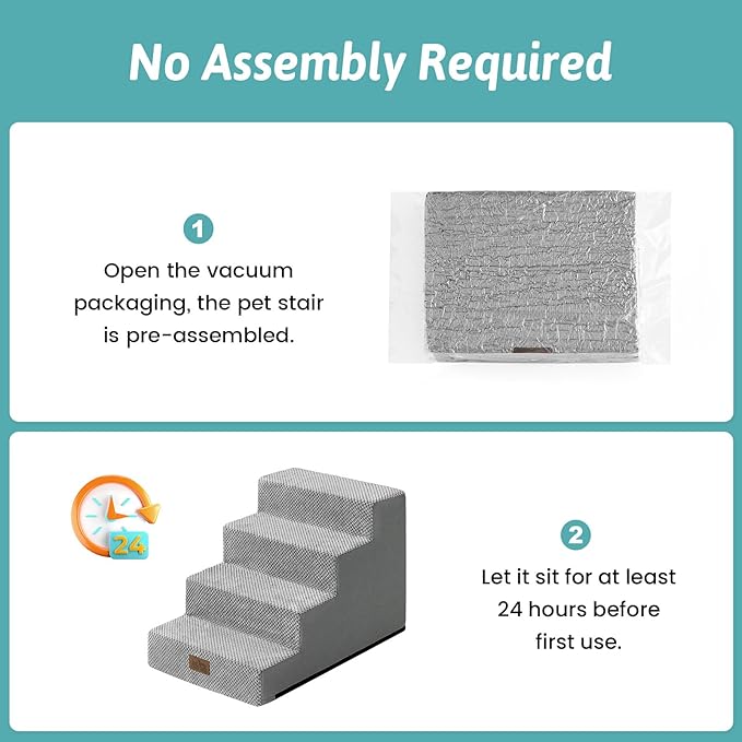 Slope Dog Stairs for Small Dogs 15.7" H, Pet Steps for Couch Sofa Chair with Washable Cover, Non-Slip Indoor Ramp for Puppy Older Cats, 4 Step, Grey