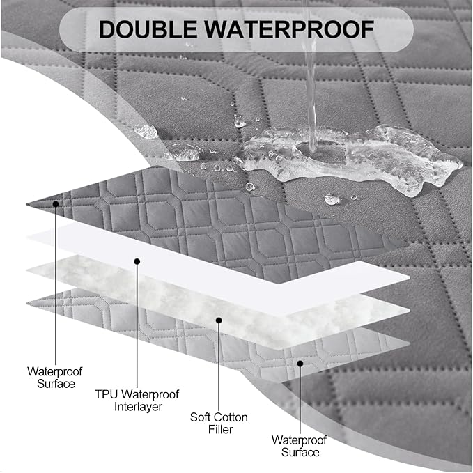 Smiry Waterproof Dog Blanket, 40x50 Inch Soft Pet Bed Cover Reversible, Washable Sofa Couch Furniture Protector for Small Medium Large Dog Puppy Cat, Grey/Light Grey