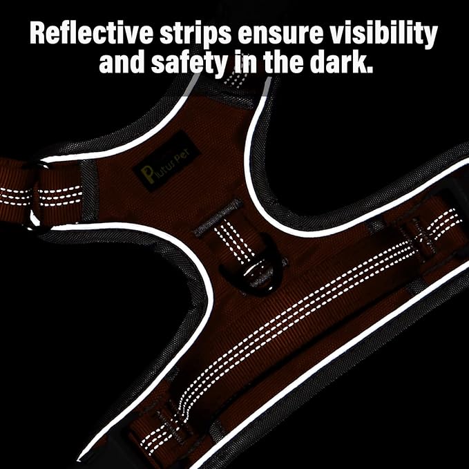 Plutus Pet No Pull Dog Harness, Release at Neck, Reflective Adjustable Dog Vest Harness, Easy Control Handle for Walking, for Small Medium Large Dogs, Orange, XL