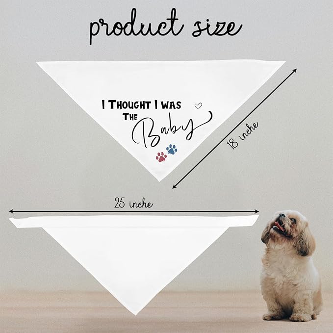 I Thought I was The Baby Pregnancy Announcement Dogs Bandana White Triangle Scarf Dog Bandana Baby Announcement Photo Prop Pet Scarf Accessories for Pet Dog Lovers Gifts