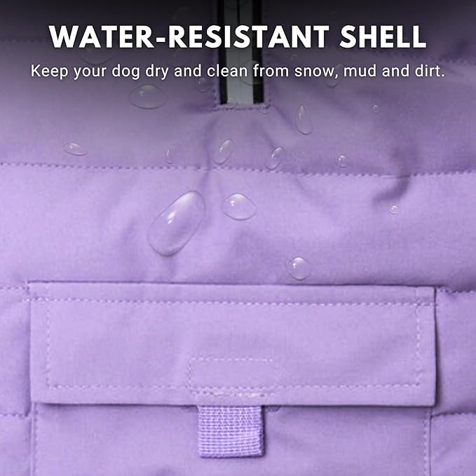 Spark Paws Dog Winter Jacket, Water-Resistant Coat, Warm Reflective Windproof Fleece-Interior, for Medium and Large Dogs - Lilac - M