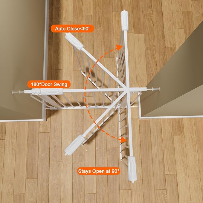 Wide Baby Gate for Stairs, Doorways, Hallways - Pressure Mounted - Walk Through - Dogs & Kids Gates - 38.5 to 43.5 Inch Wide