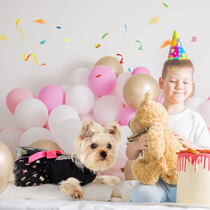 Dog Dress Birthday Bow Tie Girl Puppy Dresses Breathable Cute Princess Dog Clothes Outfit for Small Dogs Cats Chihuahua Yorkie Shih Tzu Summer Pet Cat Clothes Skirt