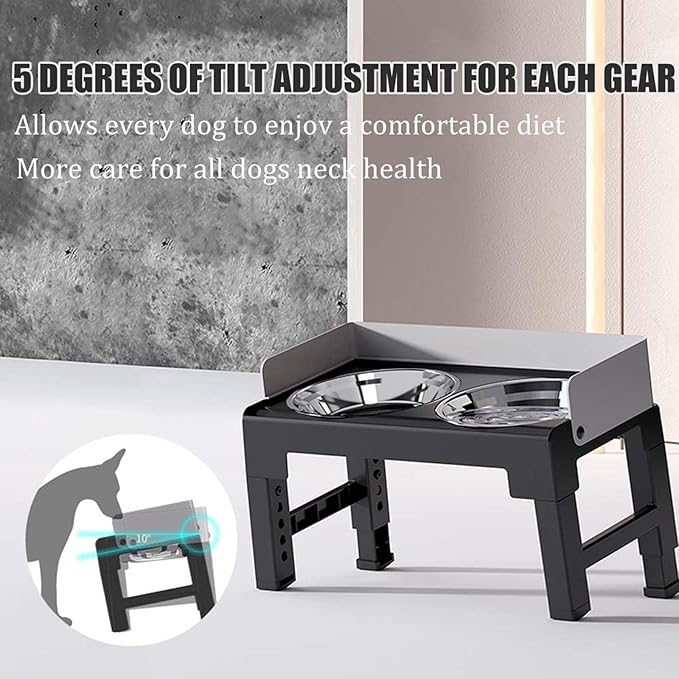 Marchul Elevated Dog Bowls for Medium Large Dogs, 6 Height Adjustable Dog Bowl Stand 3.1''/ 8.7''/ 9.4''/ 10.2''/ 11''/11.8'', with 2 Stainless Steel Bowls, Spill-Proof, No Assembly Required