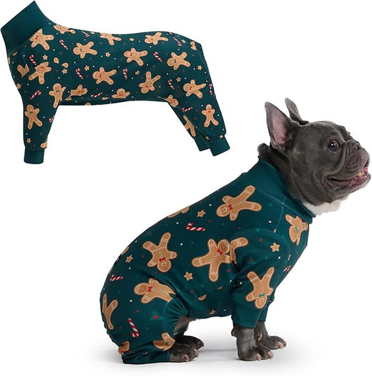 Spark Paws Dog Christmas Pajama, Dog Recovery Suit Male, Onesie, Ultra-Soft and 4-Way Stretch, for Small Medium and Large Breeds - Gingerbread Man - XL