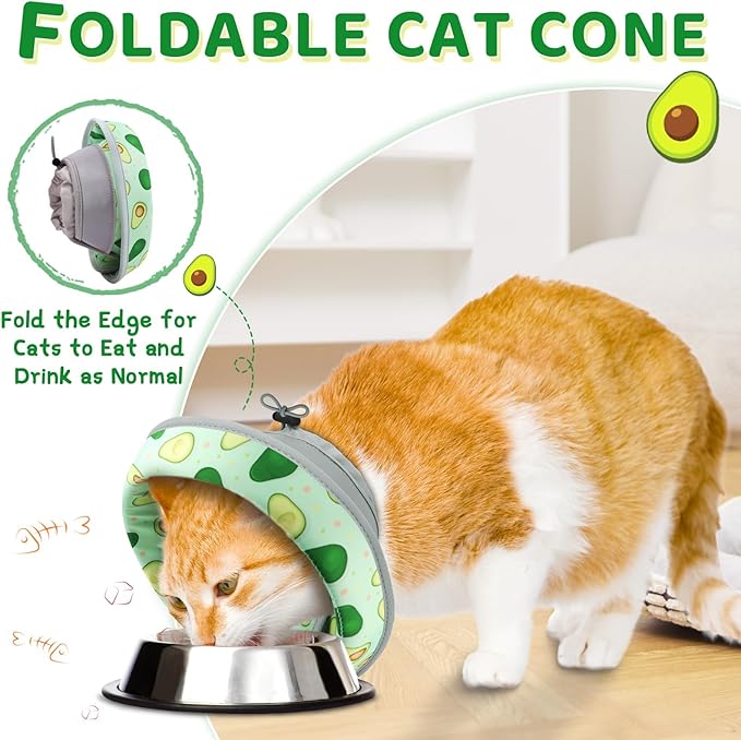 Cat Cone Collar Soft to Stop Licking, Adjustable, Foldable Lightweight Kitten Cones After Surgery Recovery for Cats & Kittens, Cat Cone Alternative (Light Green, S)