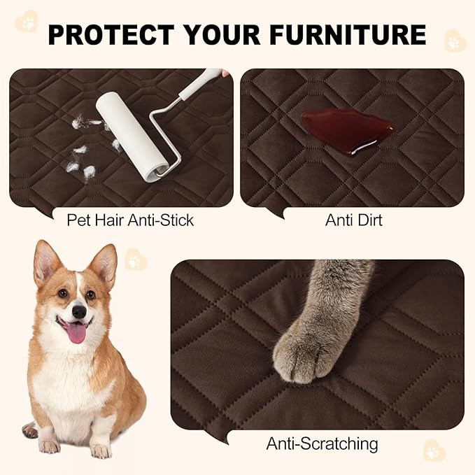 Smiry Waterproof Dog Blanket, 40x50 Inch Soft Pet Bed Cover Reversible, Washable Sofa Couch Furniture Protector for Small Medium Large Dog Puppy Cat, Chocolate/Dark Grey