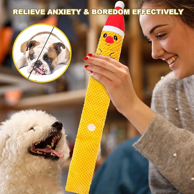 Christmas Deer Dog Toys - Plush Snuffle & Squeaky Toys for Puppy Teething & Small, Medium, Large Dogs