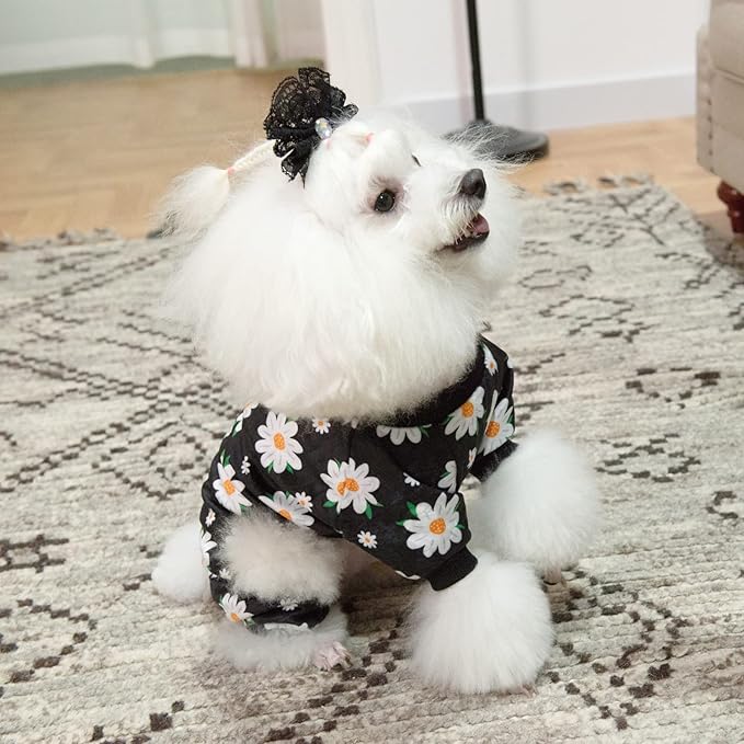 CuteBone Small Dogs Outfit Soft Puppy Onesies Pjs Dog Pajamas Pet Coat Cat Apparel Comfy Doggie Jumpsuit Bodysuit for All Seasons P221L