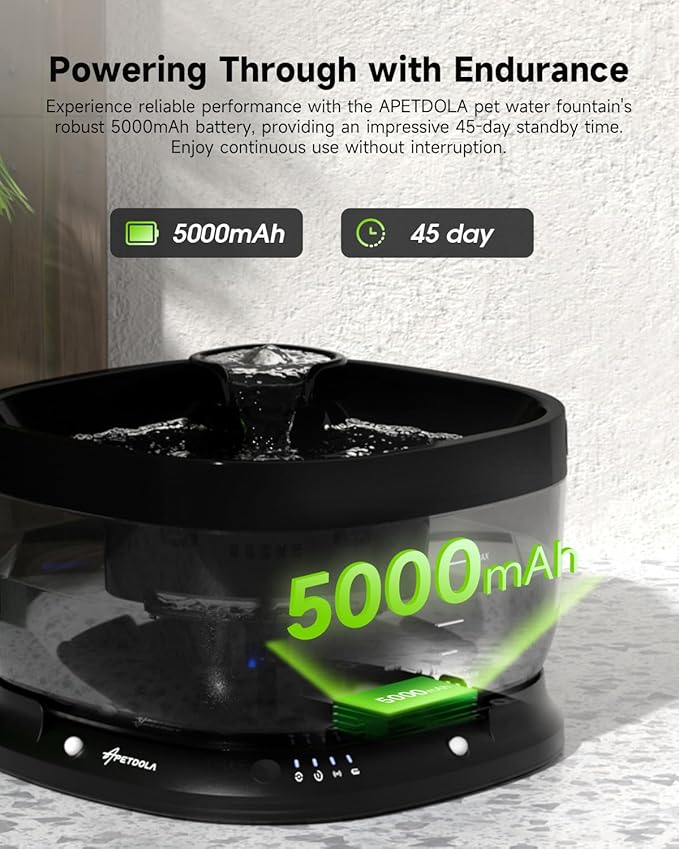 Wireless Dog Water Fountain,Battery Operated Dog Water Dispenser with Motion Sensor, 237 oz/ 7L Cordless Fountain Water Bowl 3 Work Modes for Large Dogs Cats Multi-Pets - FP30