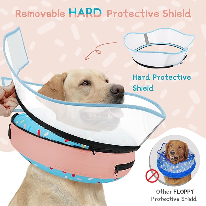 Supet Raised Inflatable Dog Cone Collar to Stop Licking, Soft Dog Cone Alternative After Surgery, Doggie Neck Donut Collar for Small Medium Large Dogs