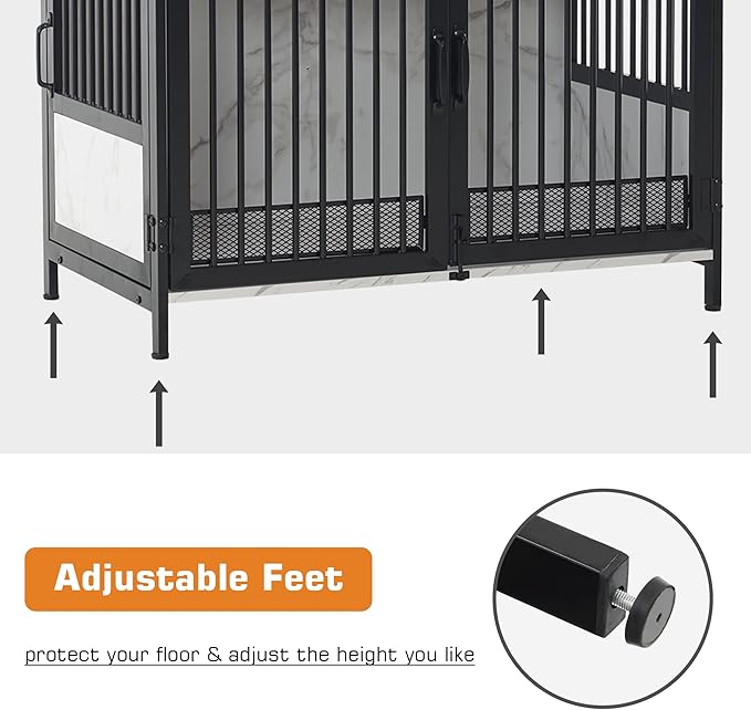 MCombo Furniture Style Dog Crate with Storage Shelves, Heavy Duty Wooden Dog Cage End Table, Triple Doors Pet House Indoor, 1368 (White)