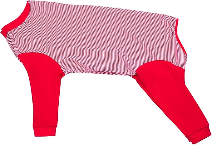 Yeapeeto Dog Onesie Surgery Recovery Suit for Large Medium Bodysuit Dogs Pajamas PJS Full Body for Shedding, Prevent Licking, Wound Protection, Cone Alternative (4X-Large (Pack of 1), Red)