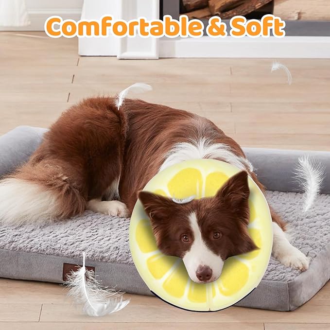 Adjustable Inflatable Dog Cone Collar for Surgery Recovery, Soft Cone for Dogs & Cats, Portable & Washable Dog Donut Collar, Large Cat Cone E Collar (Yellow XL)