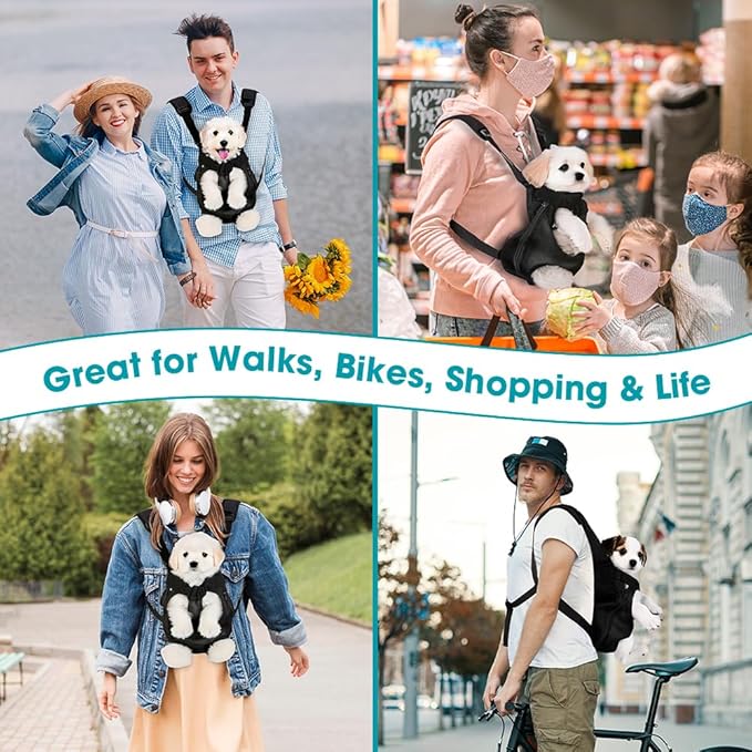 Dog Backpack Carrier, Adjustable Pet Front Carriers, Legs Out Carrying Sling Travel Bag for Small Medium Dogs 10-16 Lbs, Soft Wearable Puppy Chest Carry Backpacks for Walking/Hiking/Camping/Traveling