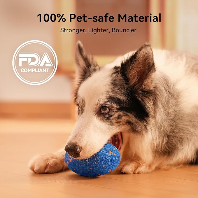 Cheerble Smart Interactive Dog Toy, Wicked Rugby, Squeaky Dog Toy Football, Automatic Moving, Bouncing, and Rotating, E-TPU Material, Bouncing Fetch Toy for Indoor/Outdoor Use and Small to Large Dogs