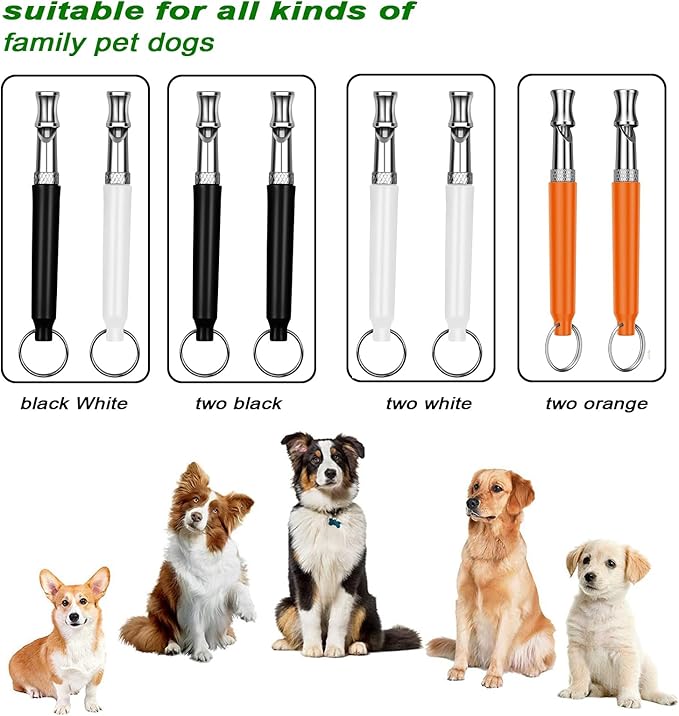 Professional Dog Whistle to Stop Barking - Adjustable Silent Training Whistle for All Breeds (Labrador, German Shepherd, Beagle) with Lanyard - 2 Packs for Recall, Obedience & Anti-Barking Training