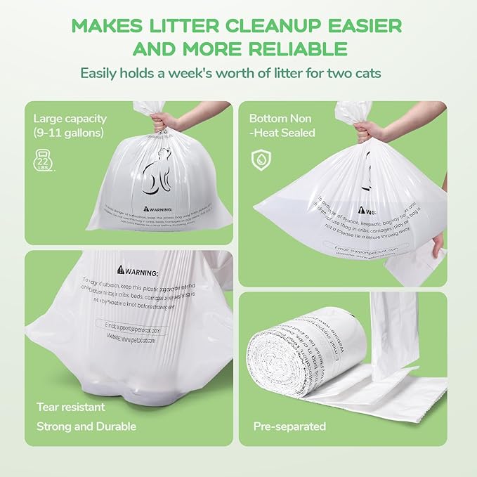 140 Count Litter Robot Bags Compatible with Robot 4 & 3, Automatic Cat Waste Drawer Liners for Most Pet Self-Cleaning Litter Box, 9-11 Gallon Capacity Replacement Disposable Kitty Poop Bag