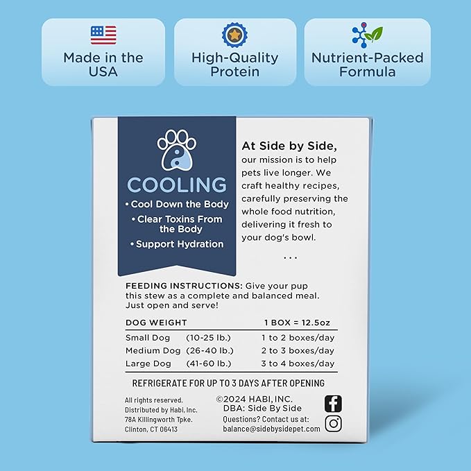 Side by Side Pork & Rabbit Stew - Cooling Wet Dog Food & Dog Food Topper for All Breeds - Made with Nutrients & Whole Raw Ingredients - No Artificial Additives or Fillers - USA Made (12.5 oz, 6-Pack)