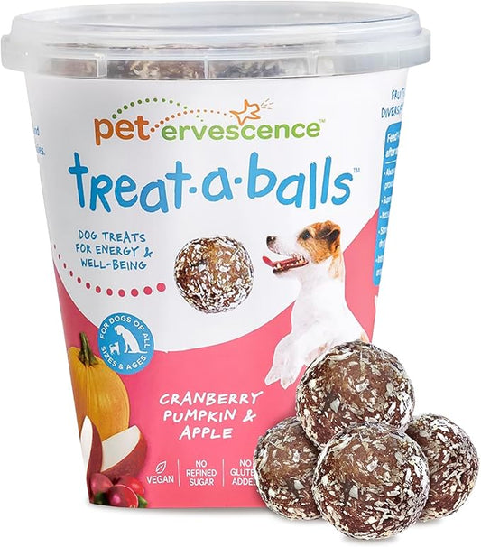 Cranberry, Apple, & Pumpkin Dog Treats - Grain Free Healthy Dog Pumpkin Treats - Gluten Free, Non-GMO, Clean & Nutritious, Plant Based Vegan Ingredients - 18pk