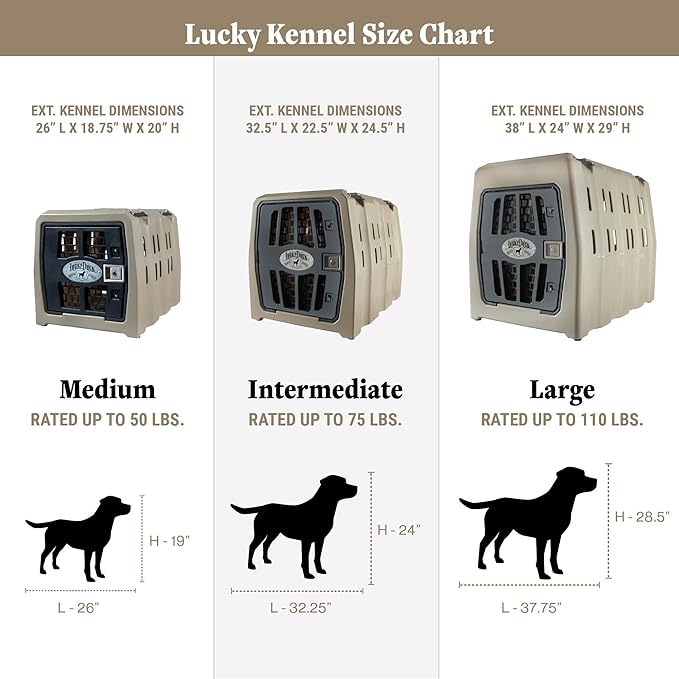 Lucky Dog Kennel, Durable Crash Tested Portable Dog Crates, Intermediate, Tan