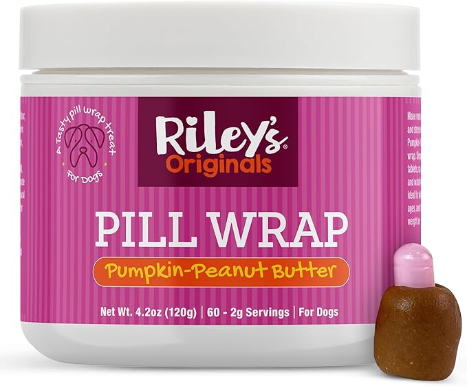 Riley's Pill Wrap for Dogs - Delicious Pumpkin & Peanut Butter Flavored Pill Paste for Dogs - Wrap Pills, Capsules, Tablets in a Pocket or Pouch to Mask The Taste - 4.2 oz
