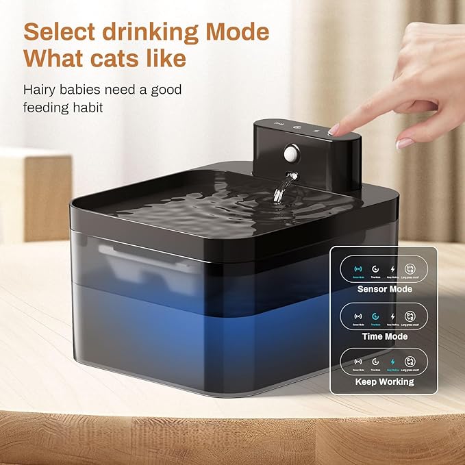 2.2L Smart Pet Water Fountain with Infrared Sensor & Battery Operation