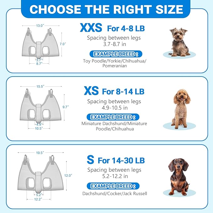 Supet Dog Grooming Hammock for Small Dogs, Dog Hanging Harness for Nail Trimming Doorframe, Pet Holder Restraint for Clipping Nails, Pet Hoist Sling for Cutting Nails at Home (Grey XS)