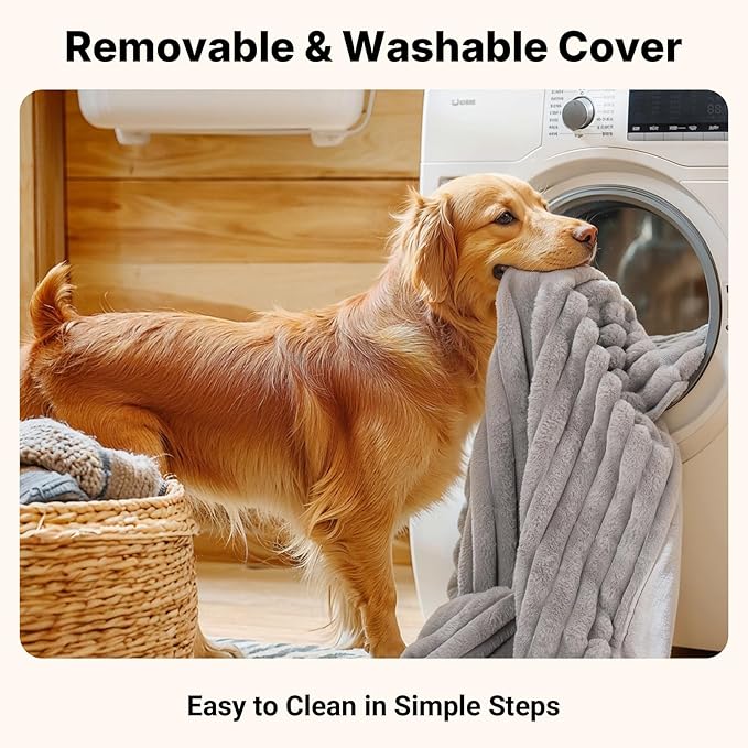 Veehoo Orthopedic Memory Foam Dog Bed, 7 Inch Thick Extra Large XXL Dog Bed for Senior Dogs with Ultra-Soft Fluffy Surface, Waterproof Liner, Removable Washable Cover and Non-Slip Bottom, 52"x36"x7"